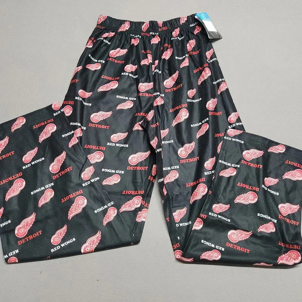 Nhl Detroit Red Wings Youth Flame Resistant Sleep Pants Xl 18-20 Black 141
